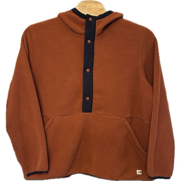 The North Face Mens Sz XXL Fleece Quarter‎ Snap Button Pullover Hoodie Brick Red - Picture 1 of 7